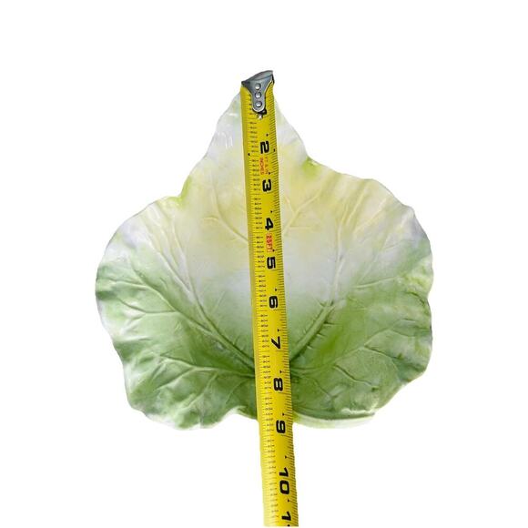 Vintage Cabbage Leaf Serving Bowl Lettuce Green Yellow White Porcelain Mold 128 - Picture 5 of 12